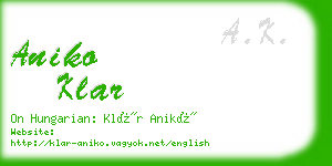 aniko klar business card